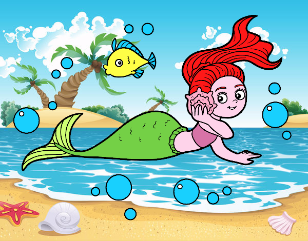 Dibujo Sirena mágica pintado por vicky09