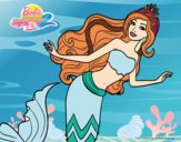 Dibujo Sirena nadando pintado por blanca
