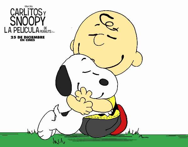 Dibujo Snoopy y Carlitos abrazados pintado por RO_CI_2004