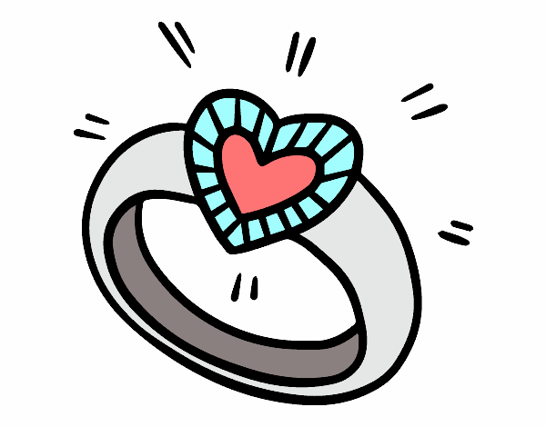 Dibujo de Anillo con diamante de corazón pintado por en Dibujos net el