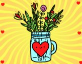 Dibujo Bote con flores silvestres y un corazón pintado por martanoemi