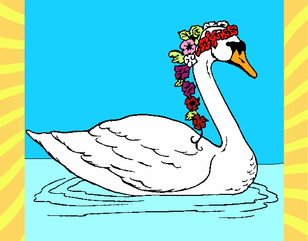 Dibujo Cisne con flores pintado por sebasteque