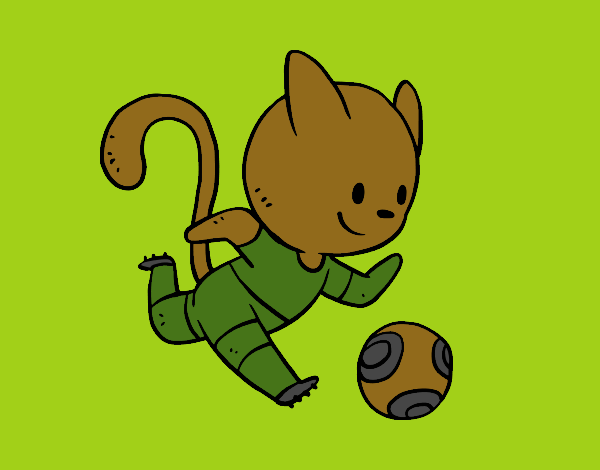 Dibujo Gato jugando a fútbol pintado por macri