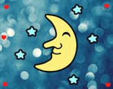 Dibujo Luna con estrellas pintado por martanoemi