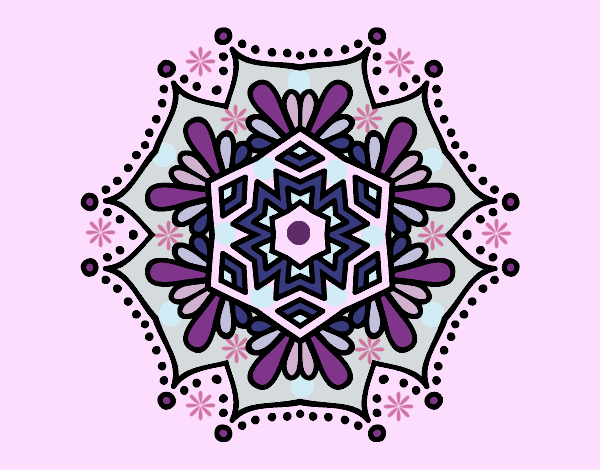 Dibujo Mandala flor simétrica pintado por blanca