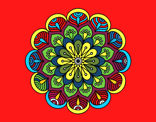 Dibujo Mandala flor y hojas pintado por martanoemi