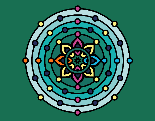 Dibujo Mandala sistema solar pintado por blanca