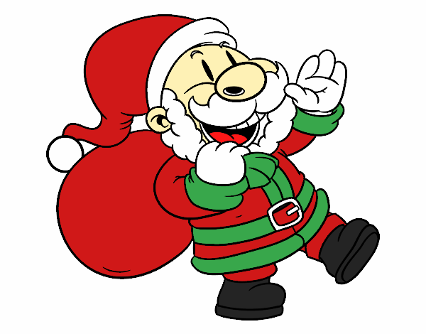 Santa Claus camina y saluda