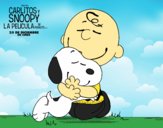 Snoopy y Carlitos abrazados