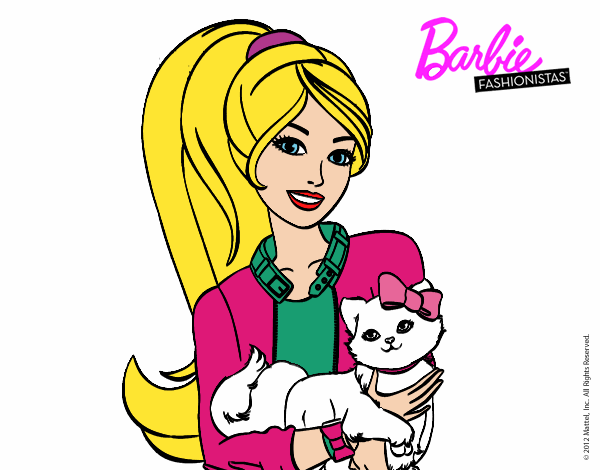 Dibujo Barbie con su linda gatita pintado por NICOLE06