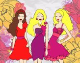 Dibujo Barbie y sus amigas vestidas de fiesta pintado por catwoman