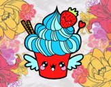 Dibujo Cupcake kawaii con fresa pintado por catwoman