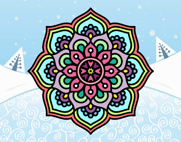 Dibujo Mandala flor de la concentración pintado por Make