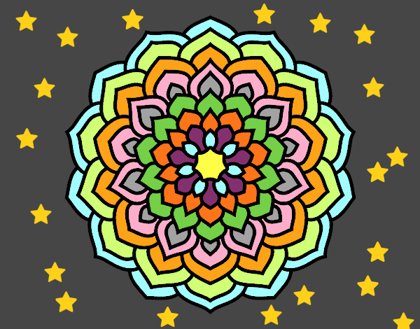 Dibujo Mandala pétalos de flor pintado por miceldar