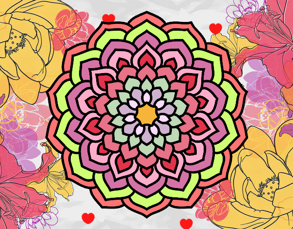 Dibujo Mandala pétalos de flor pintado por Make