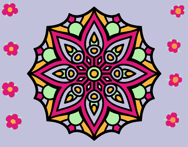 Dibujo Mandala simetría sencilla pintado por blanca