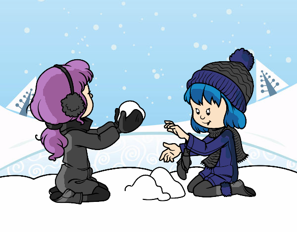 Dibujo Niñas jugando con la nieve pintado por annie9000