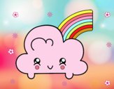 Dibujo Nube con arco iris kawaii pintado por Make