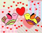 Dibujo Pájaros con corazón pintado por miceldar