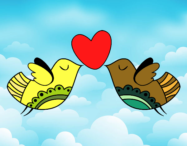 Dibujo Pájaros con corazón pintado por martanoemi
