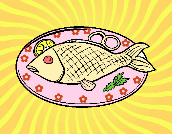 Dibujo Plato de pescado pintado por martanoemi