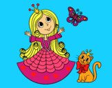 Dibujo Princesa con gato y mariposa pintado por Yeric12