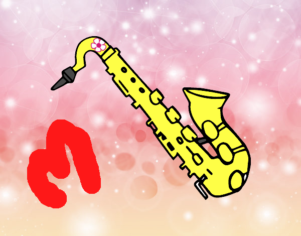 Dibujo Saxofón tenor pintado por felici