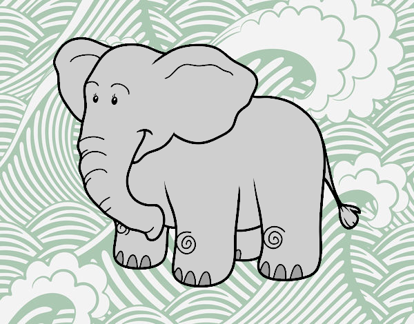 Dibujo Un elefante africano pintado por Make