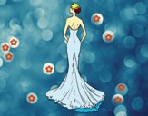 Dibujo Vestido de boda con cola pintado por martanoemi