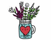 Dibujo Bote con flores silvestres y un corazón pintado por felicity01