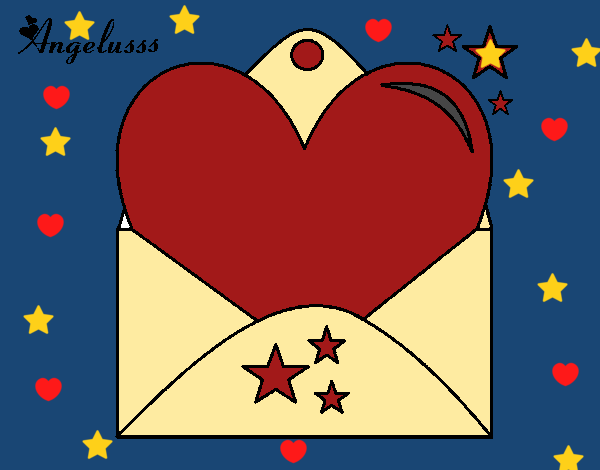 Dibujo Carta con corazón pintado por linda423