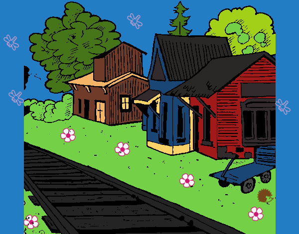 Dibujo Estación de tren pintado por linda423