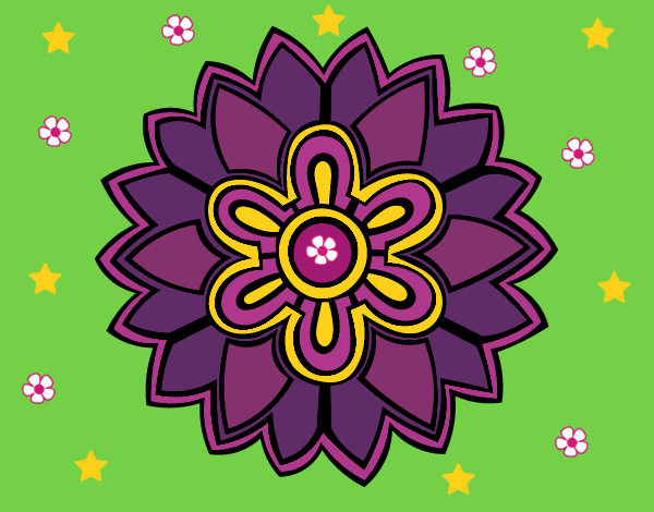 Dibujo Mándala con forma de flor weiss pintado por linda423
