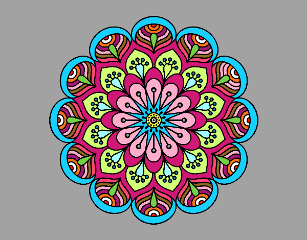 Dibujo Mandala flor y hojas pintado por jennifer2