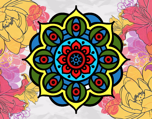 Dibujo Mandala ojos abiertos pintado por palomasoni