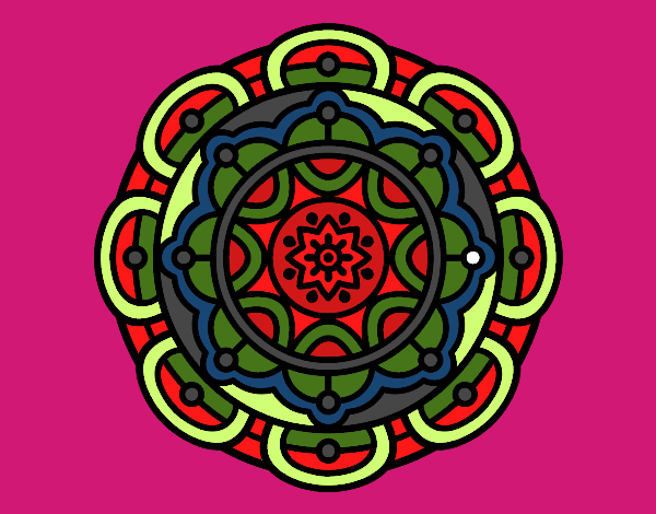 Dibujo Mandala para la relajación mental pintado por palomasoni