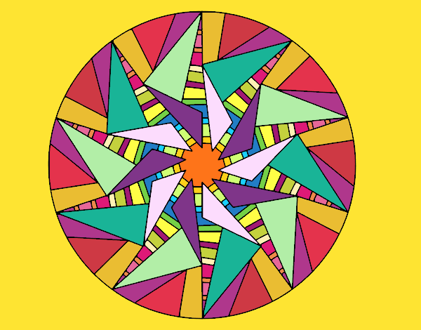 Dibujo Mandala sol triangular pintado por sandrasobi