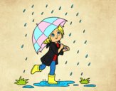 Dibujo Niña con paraguas bajo la lluvia pintado por Michellinh