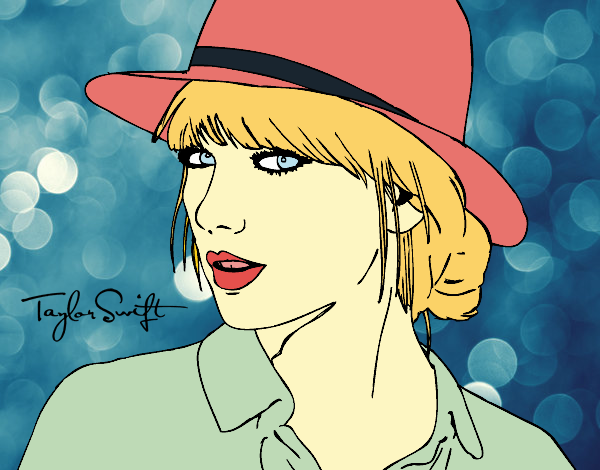 Dibujo Taylor Swift con sombrero pintado por Make