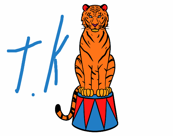 Dibujo Tigre de circo pintado por teox
