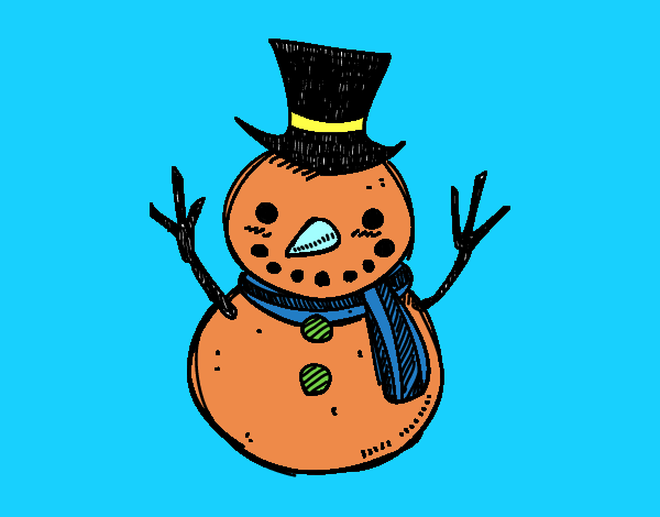 Un muñeco de nieve con sombrero