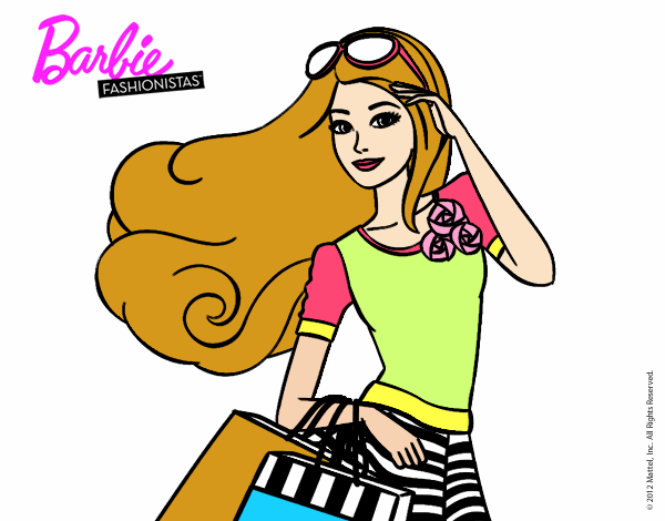 Dibujo Barbie con bolsas pintado por Safora