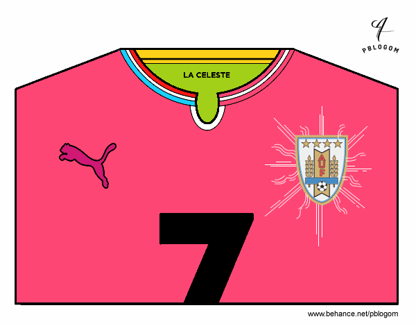 Dibujo Camiseta del mundial de fútbol 2014 de Uruguay pintado por stocn
