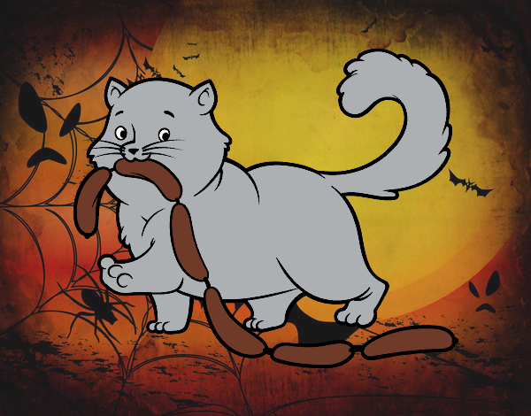 Dibujo Gato con salchichas pintado por SOFIA49058