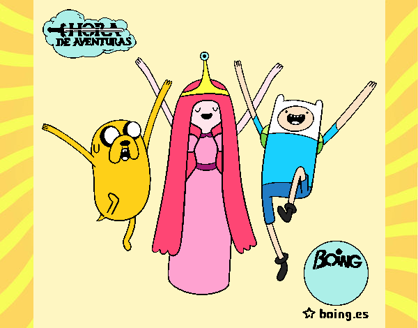Dibujo Jake, Princesa Chicle y Finn pintado por BRISA_110
