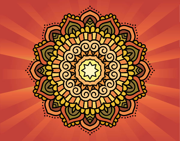 Dibujo Mandala estrella decorada pintado por Devi