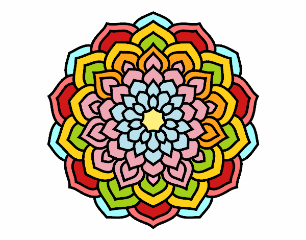 Dibujo Mandala pétalos de flor pintado por mililamejo