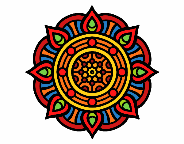 Dibujo Mandala puntos de fuego pintado por jimenakawy