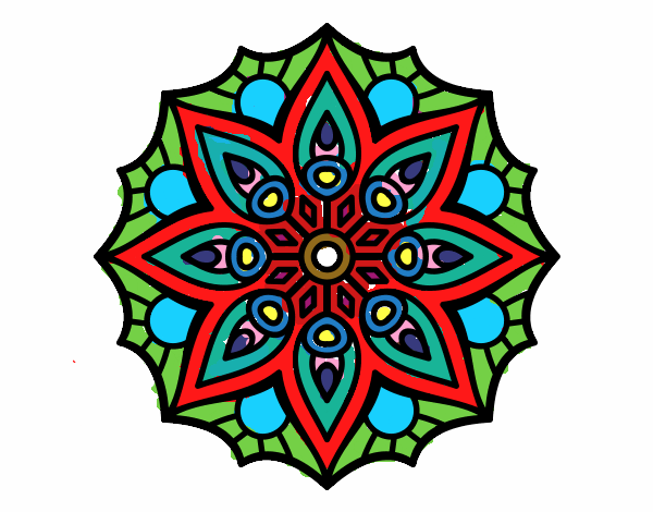 Dibujo Mandala simetría sencilla pintado por colibri33