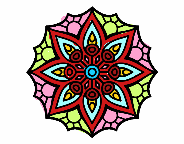 Dibujo Mandala simetría sencilla pintado por colibri33